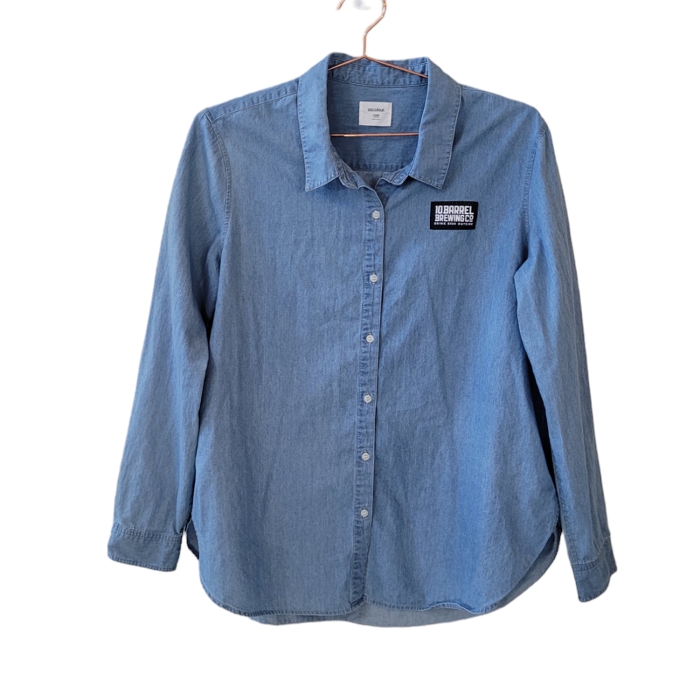 10 Barrel Brewing Long Sleeve Button Front Shirt Size L Drink Beer Outside